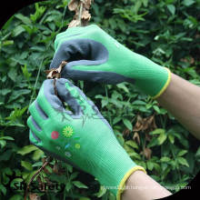 SRSAFETY 13 gauge forro de malha revestido látex de espuma em palma / verde espuma latex palm por atacado jardim luvas